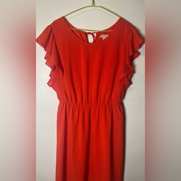 Merona Orange Fit and Flare Knee Length Ruffle Sleeve Dress size Medium - Picture 2 of 5